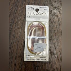 Vintage J.& P. Coats (Milward) Sharps Size 5/10 (20 Needles)